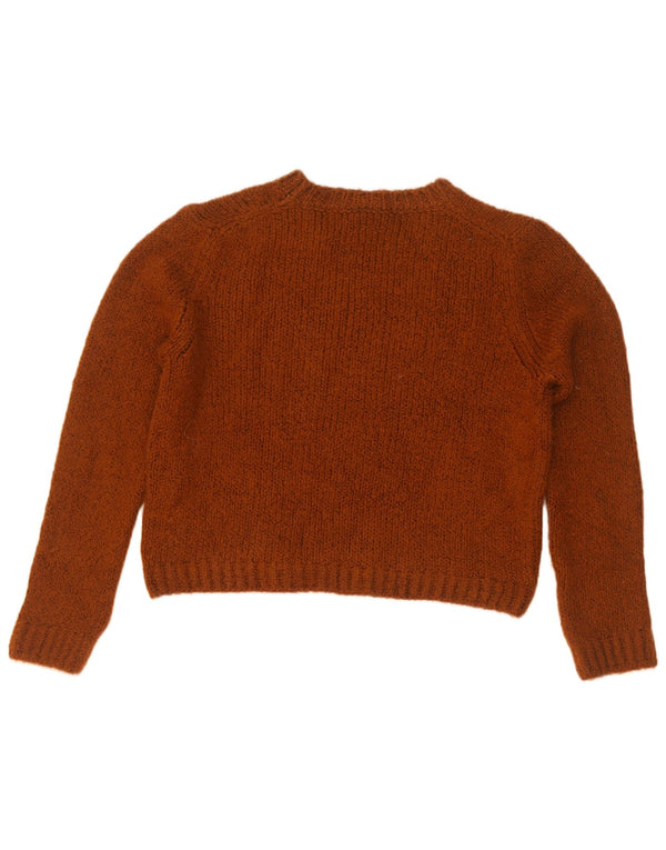 Zara Mujer Crop Boat Neck Jumper Sweater UK 44 Acrílico Marrón Medio