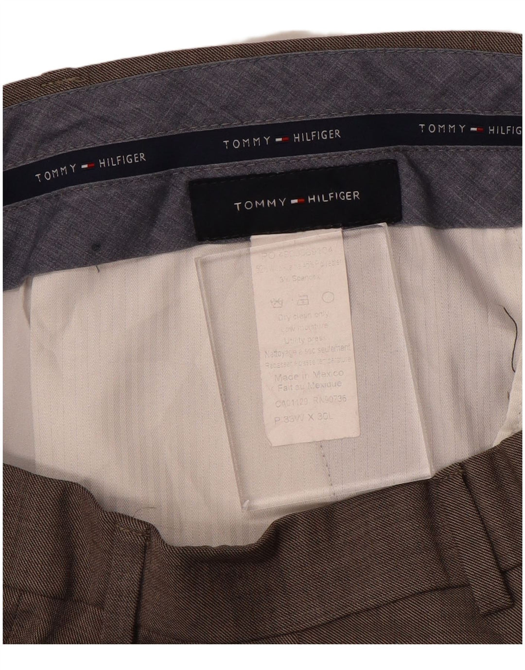 TOMMY HILFIGER Pantalón de traje recto para hombre W35 L30 Poliéster gris