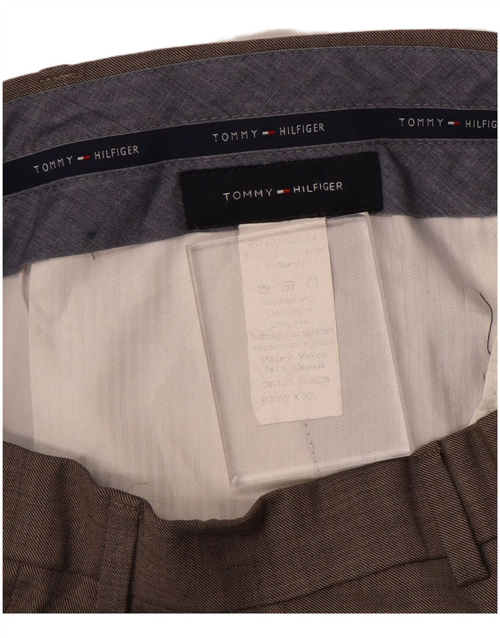 TOMMY HILFIGER Pantalón de traje recto para hombre W35 L30 Poliéster gris