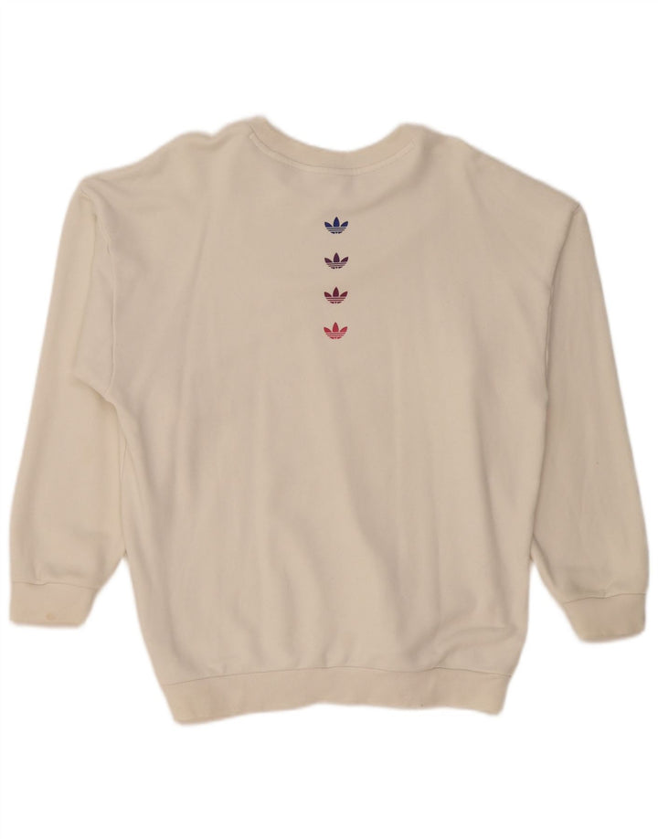 Adidas Sudadera de gran tamaño con gráfico para mujer UK 10 Small Off White