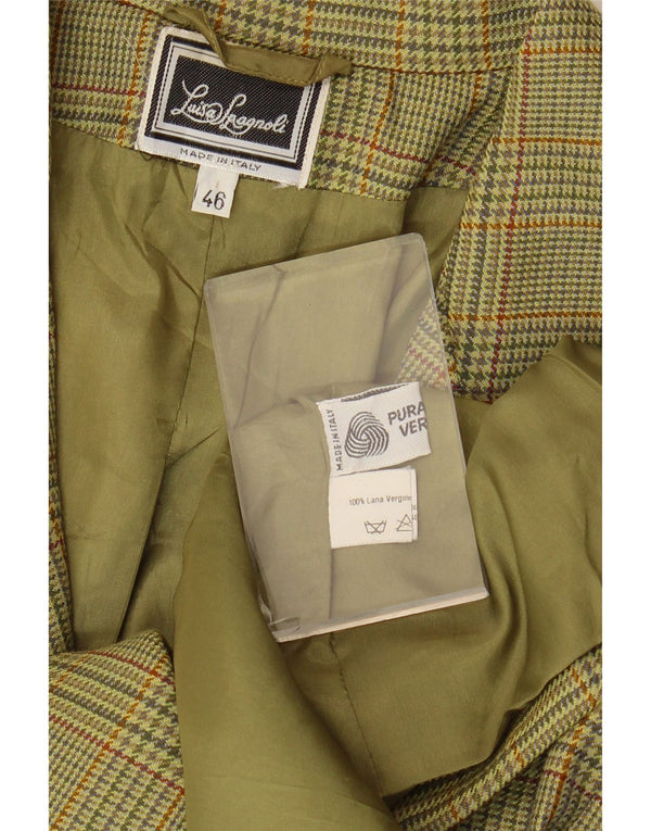 Luisa Spagnoli Chaqueta tipo blazer de manga 3/4 para mujer IT 46 Large Green Check