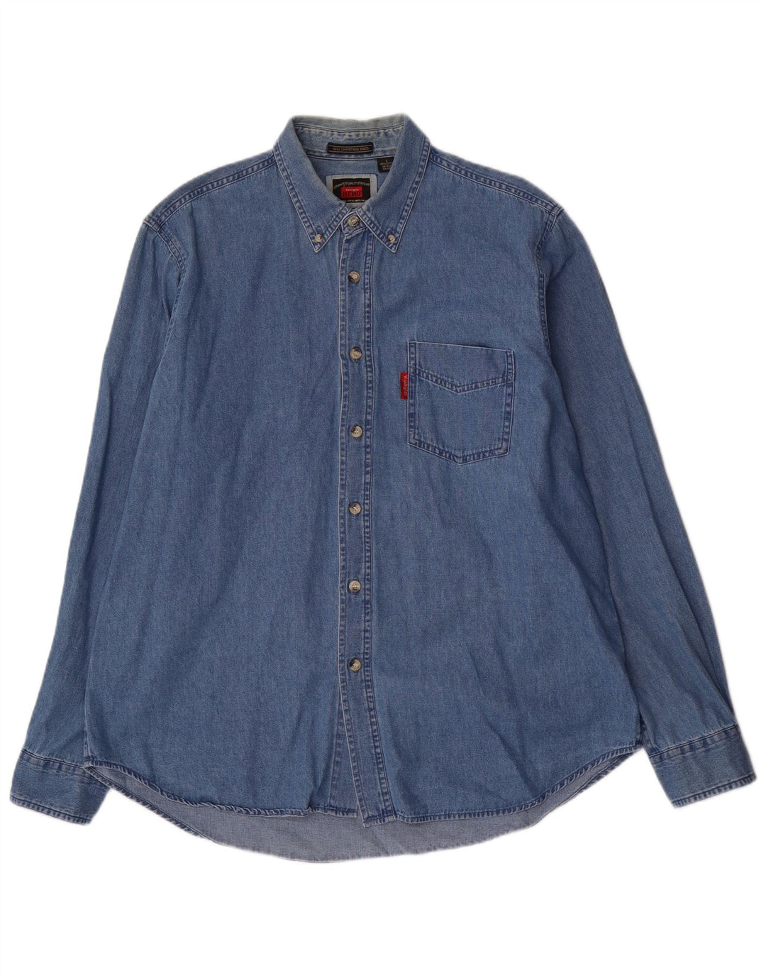 Wrangler Camisa Vaquera Para Hombre Algodón Azul Grande