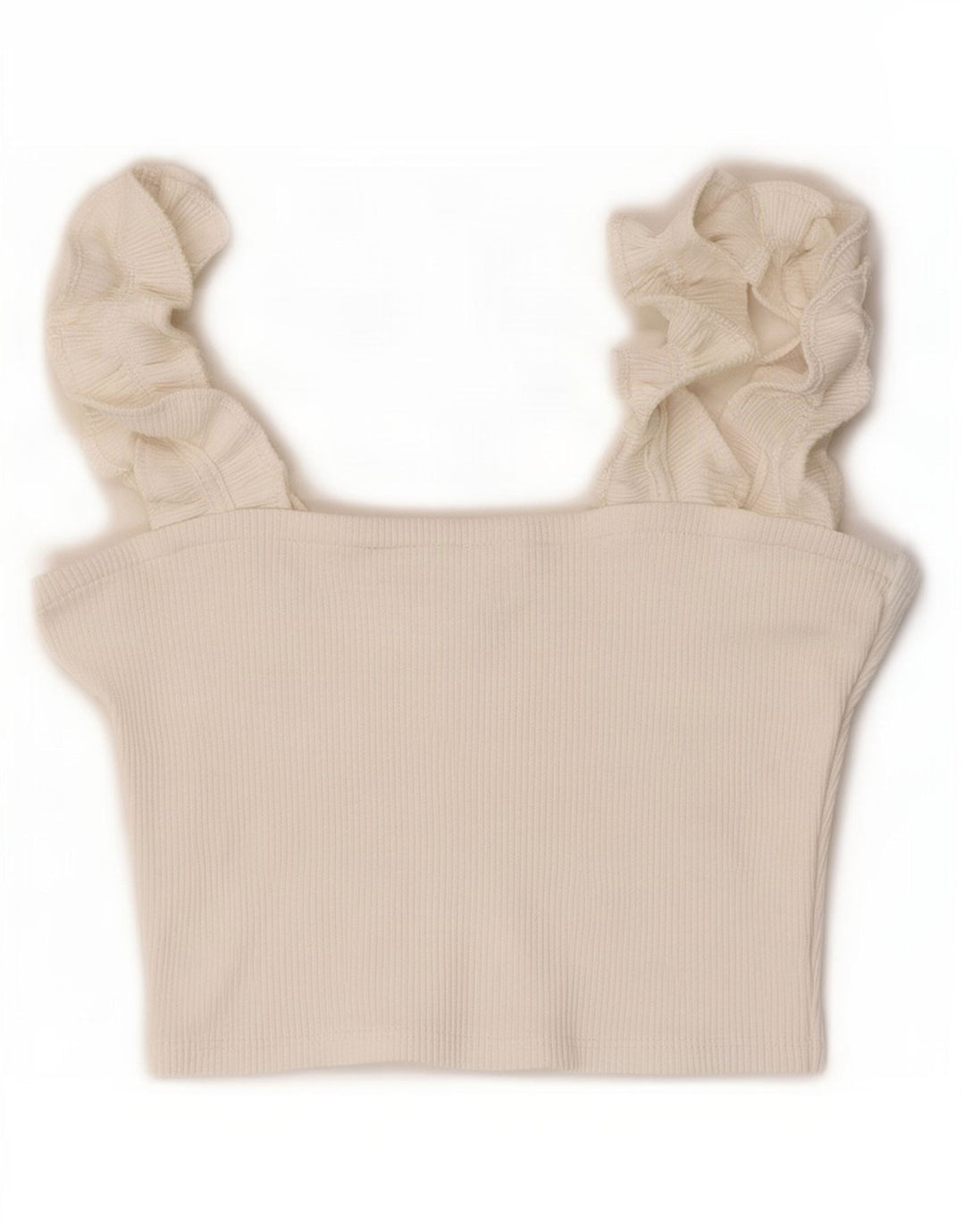 Zara Mujer Crop Top UK 42 Medio Blanco Poliéster