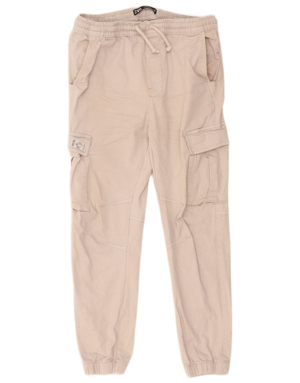 Zara Hombre Crop Joggers Pantalón Cargo Mediano W30 L26 Algodón Gris