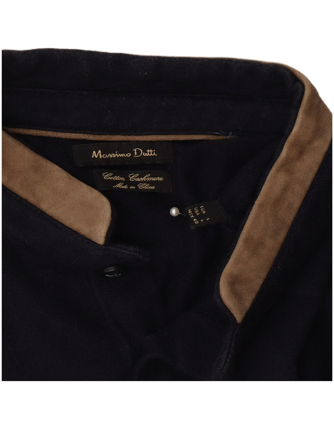 Massimo Dutti Jersey De Cuello Con Botones Para Hombre Large Azul Marino Algodón