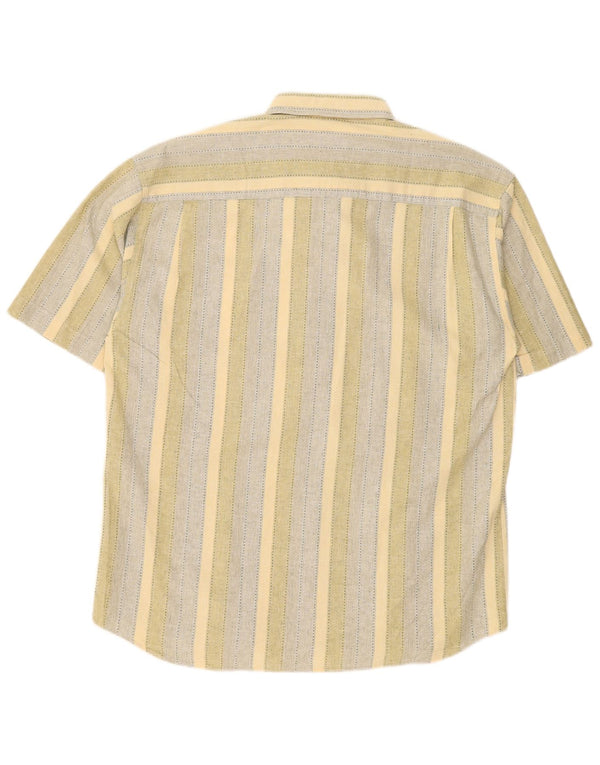 Rover&Lakes Camisa Manga Corta Hombre Talla 41/42 Grande Algodón Rayas Amarillas