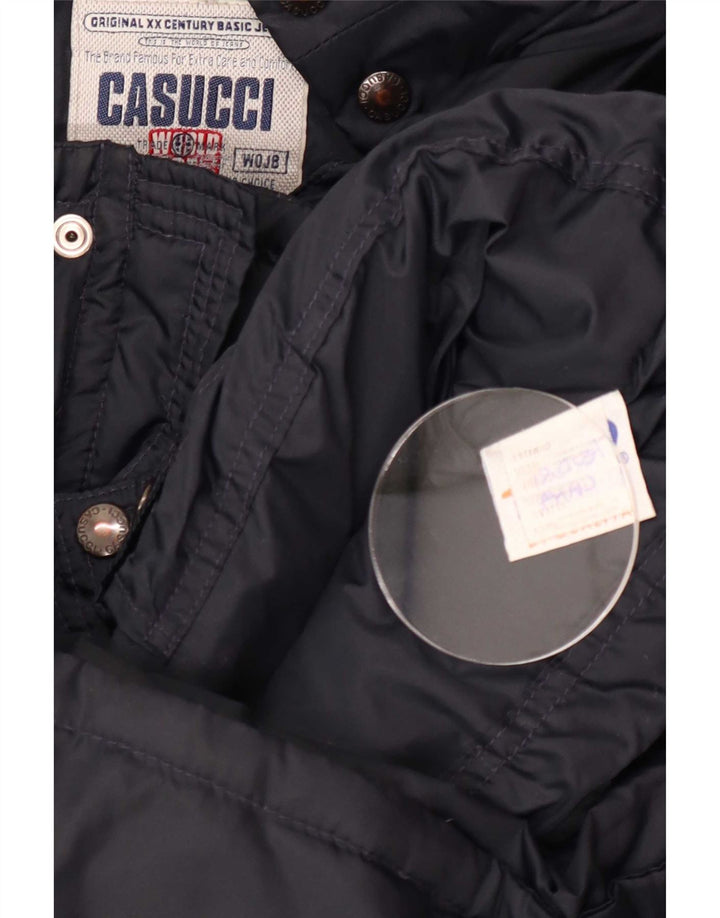 Casucci Chaqueta acolchada con capucha para hombre UK 40 Large Poliamida azul marino
