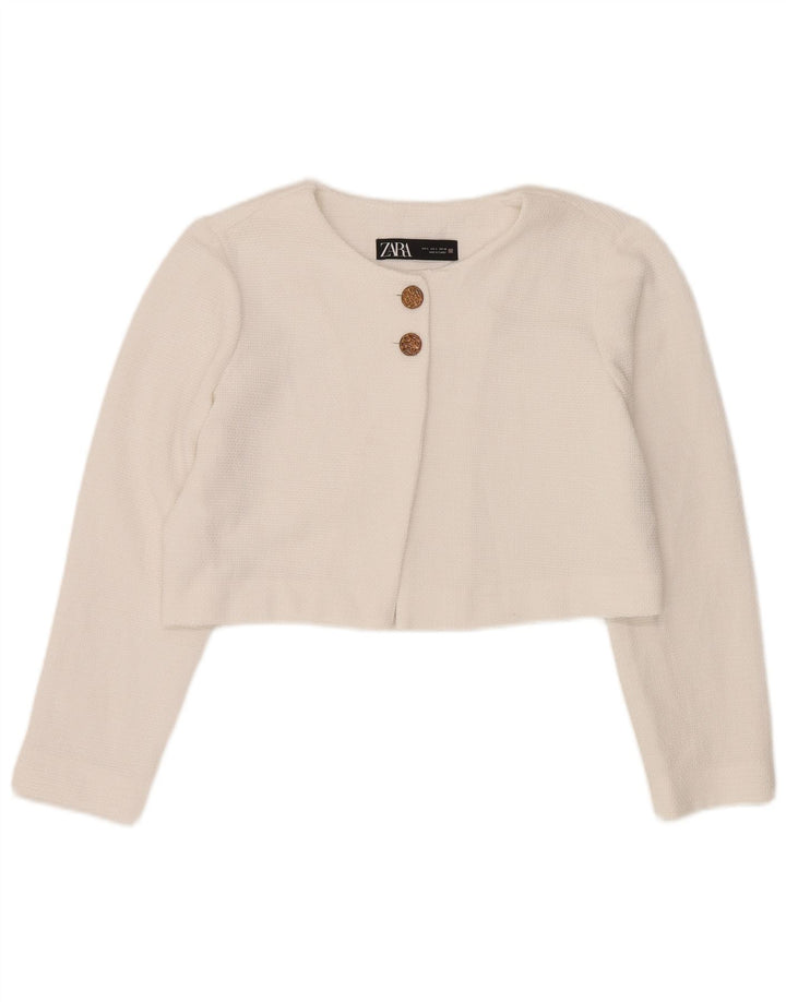 Zara Chaqueta Bolero para Mujer UK 46 Grande Poliéster Blanco