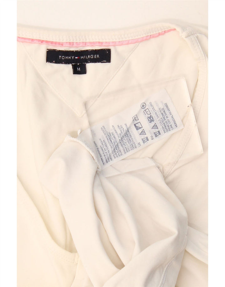 Tommy Hilfiger Top para mujer de manga larga UK 12 Algodón blanco mediano