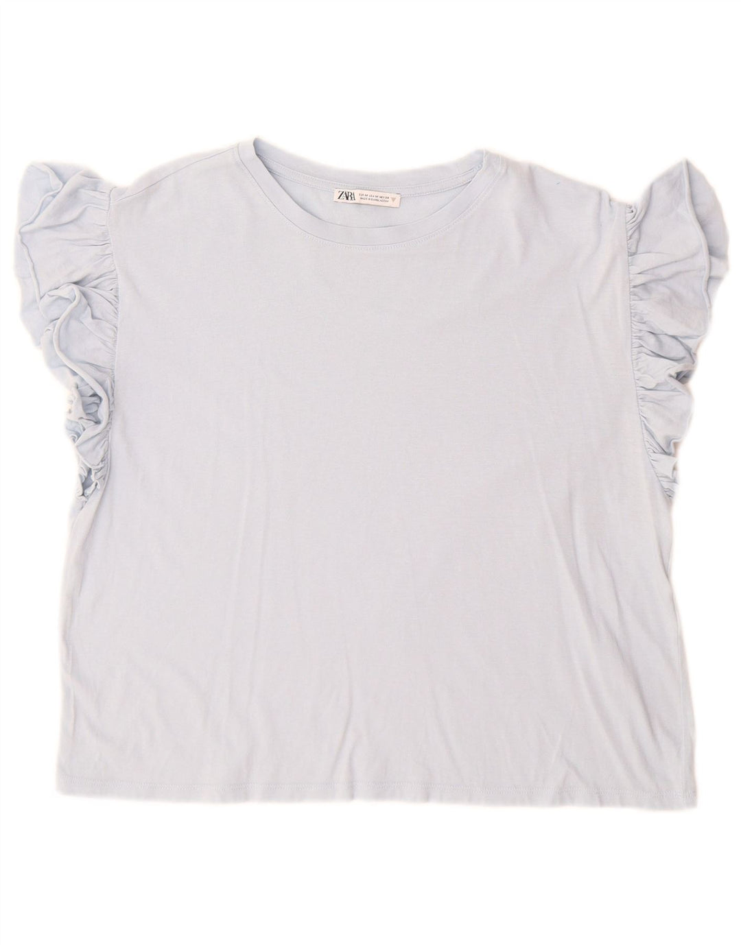 Zara Mujer Camiseta Top UK 44 Azul Medio