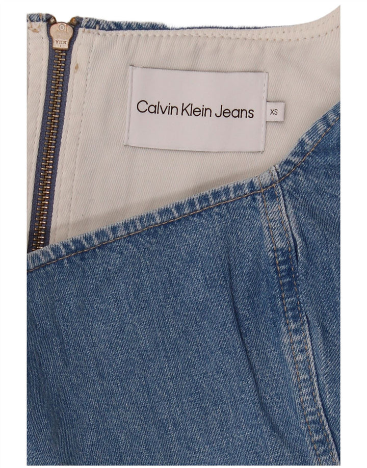 CALVIN KLEIN JEANS Top corto vaquero sin mangas para mujer UK 6 XS Azul