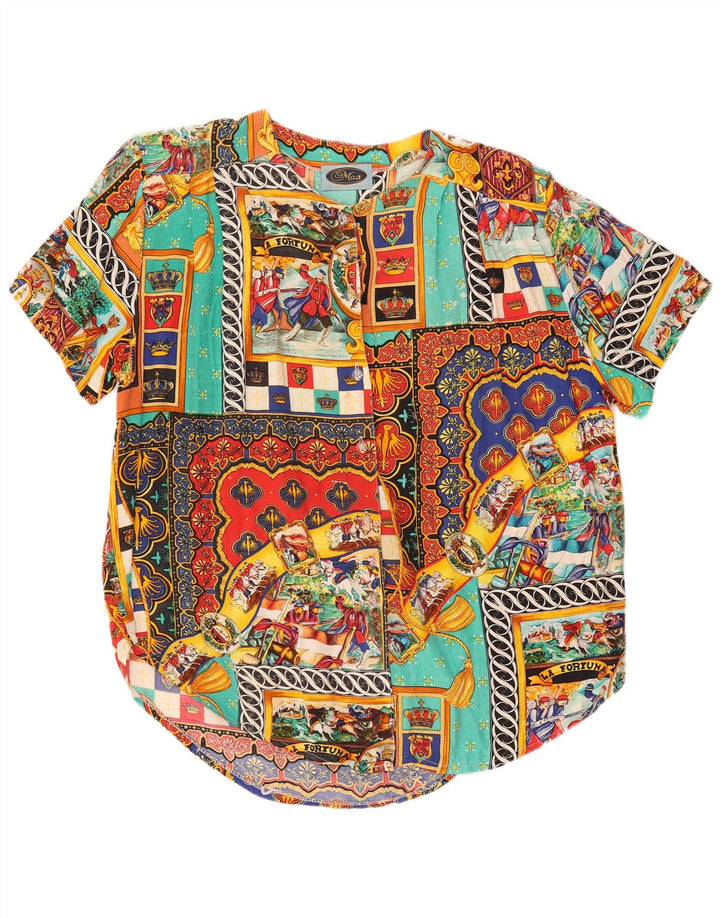 Mas Mujer Patrón Abstracto Camisa Blusa UK 20 2XL Multicolor