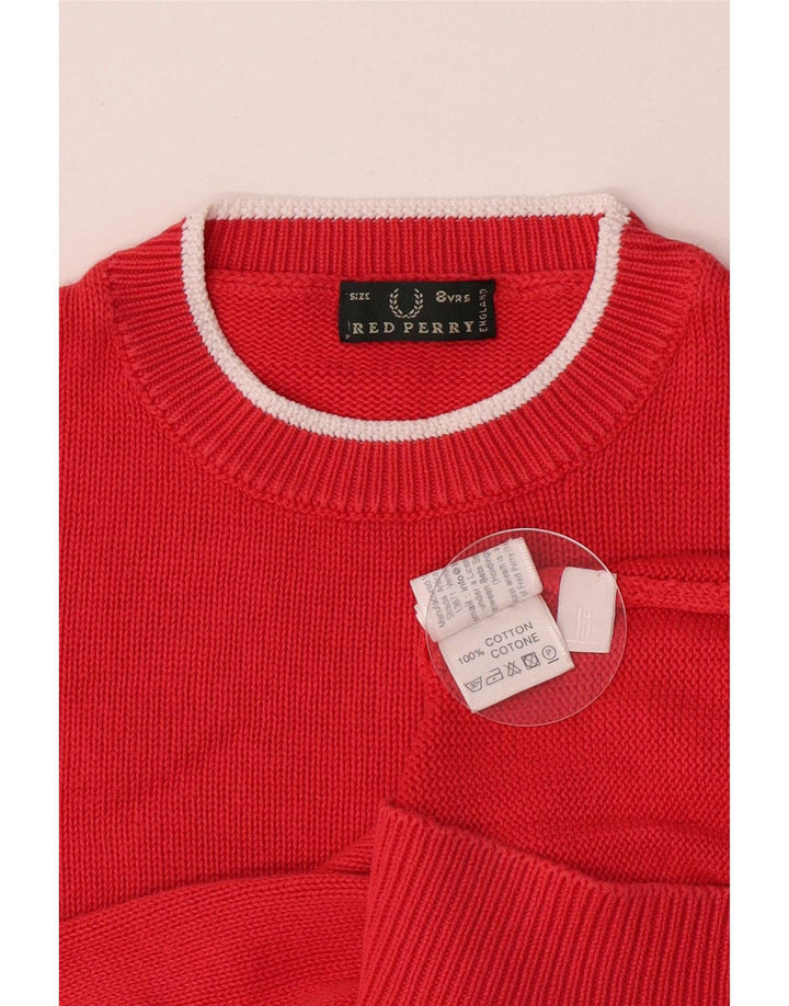 Fred Perry Jersey con cuello redondo para niño 7-8 años Algodón rojo