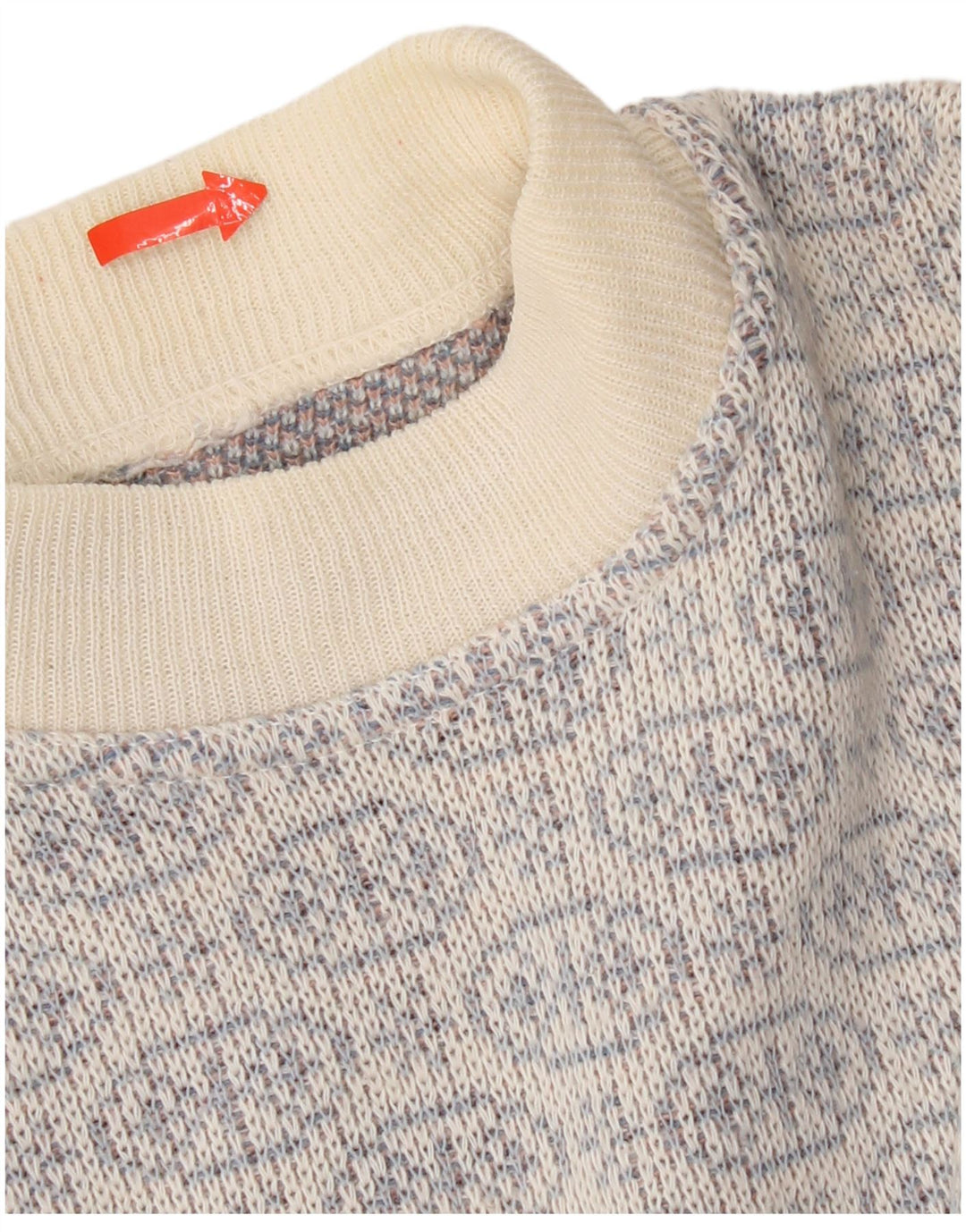 Vintage hombres cuello redondo jersey suéter azul medio Fair Isle
