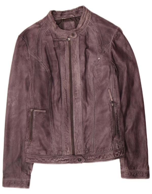S.Oliver Chaqueta de cuero motera para mujer UK 46 Large Cuero morado