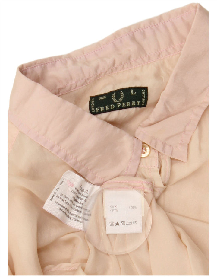 FRED PERRY Blusa camisera para mujer UK 40 Grande Seda Beige