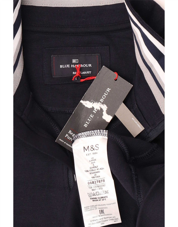 Marks & Spencer Hombre Azul Harbor Regular Fit Sudadera Jumper Grande Azul Marino