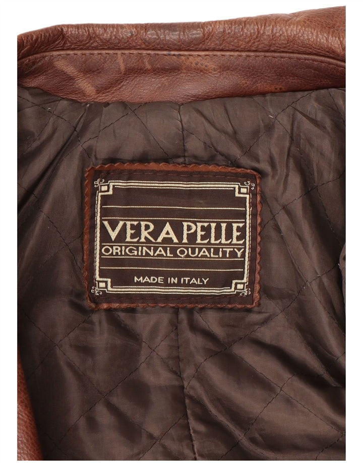 Vintage chaqueta de cuero para hombre Reino Unido 38 cuero marrón medio