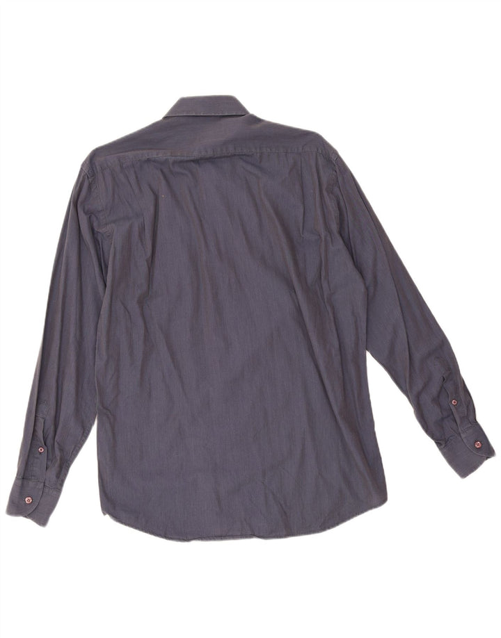 Gianfranco Ferre Camisa Hombre Talla 39 15 1/2 Medio Azul Marino Algodón