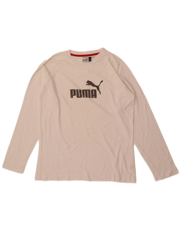Puma Hombre Gráfico Top Manga Larga Pequeño Blanco
