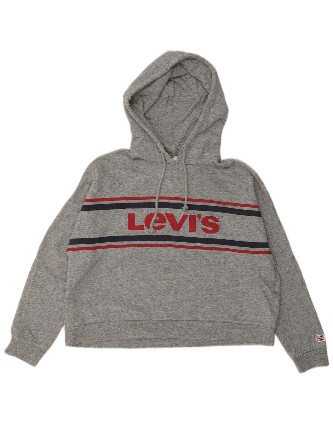 LEVI'S Jersey con capucha y gráfico de gran tamaño para mujer UK 10 Small Grey Cotton