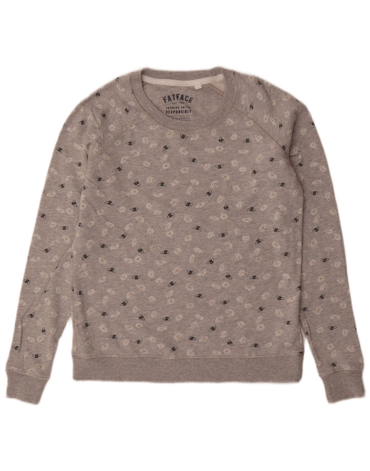 FAT FACE Sudadera para mujer Jumper UK 6 XS Gris Floral Algodón