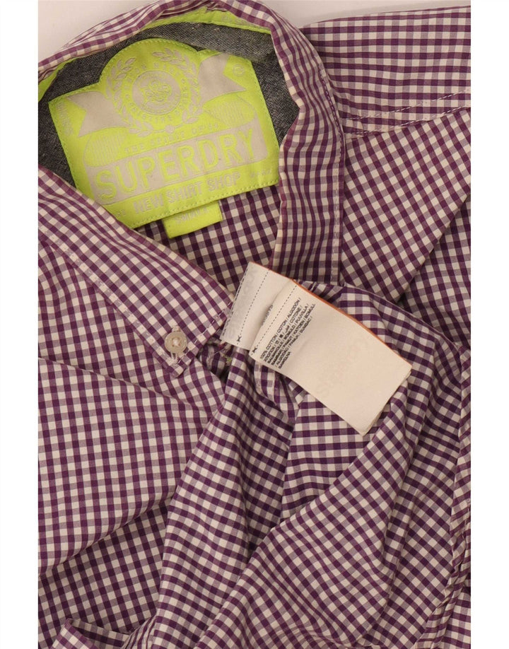 Camisa Superdry Para Hombre De Algodón A Cuadros Morado Pequeño