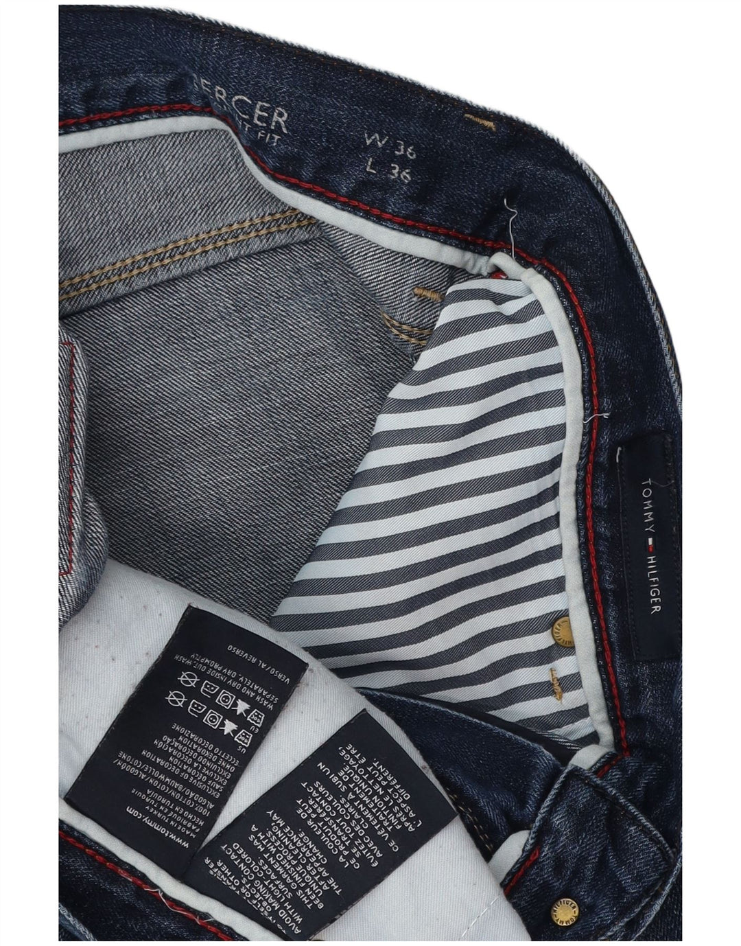 TOMMY HILFIGER Vaqueros rectos Mercer para hombre W36 L36 Algodón azul