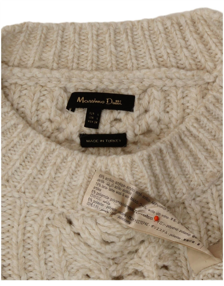 Massimo Dutti Jersey de cuello redondo para mujer UK 46 Large Off White