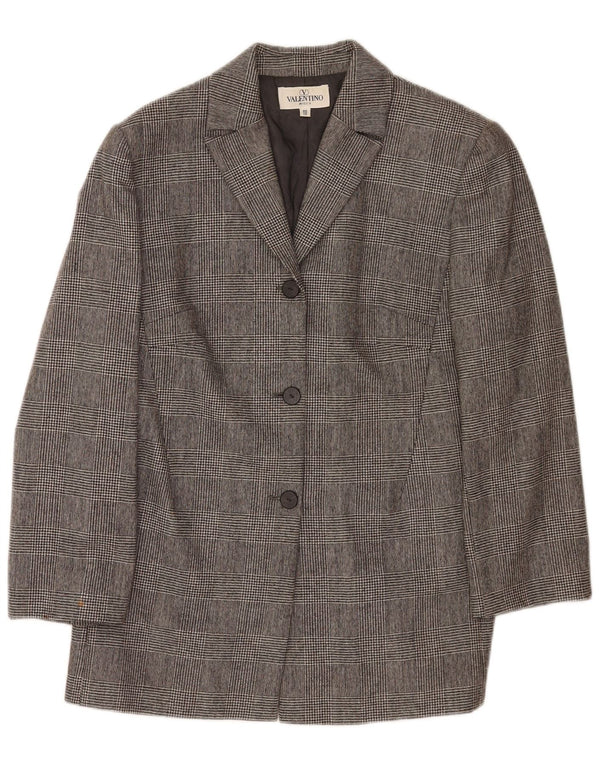 Chaqueta tipo blazer de 3 botones para mujer Valentino UK 42 Pata de gallo gris medio