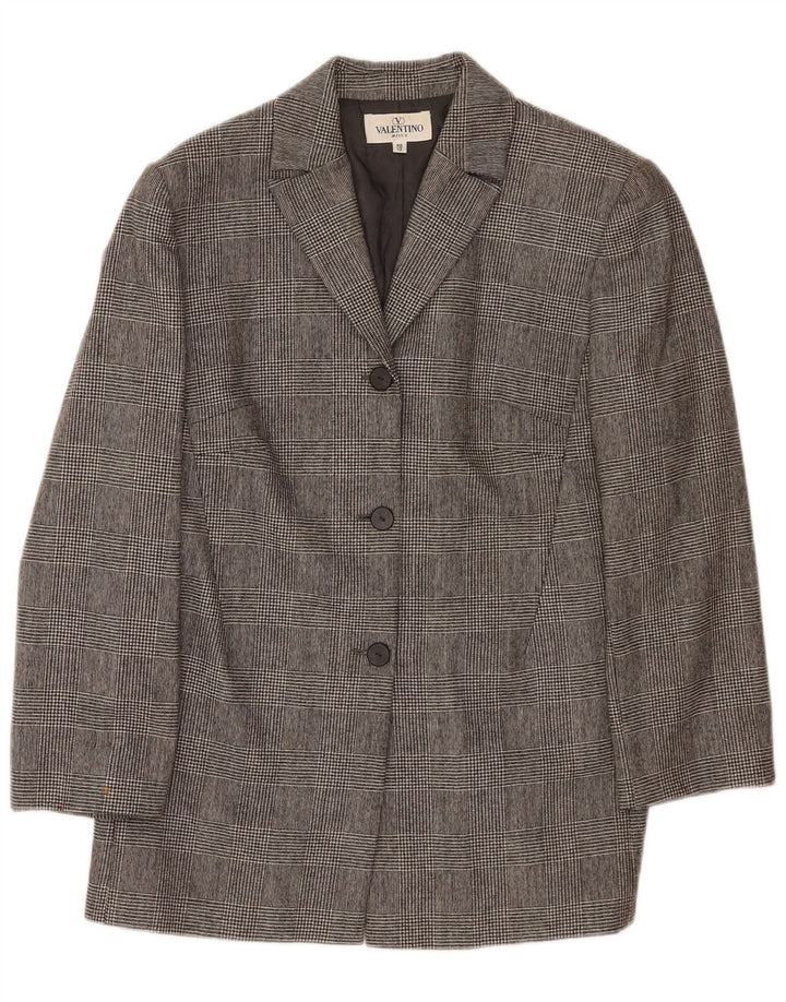 Chaqueta tipo blazer de 3 botones para mujer Valentino UK 42 Pata de gallo gris medio
