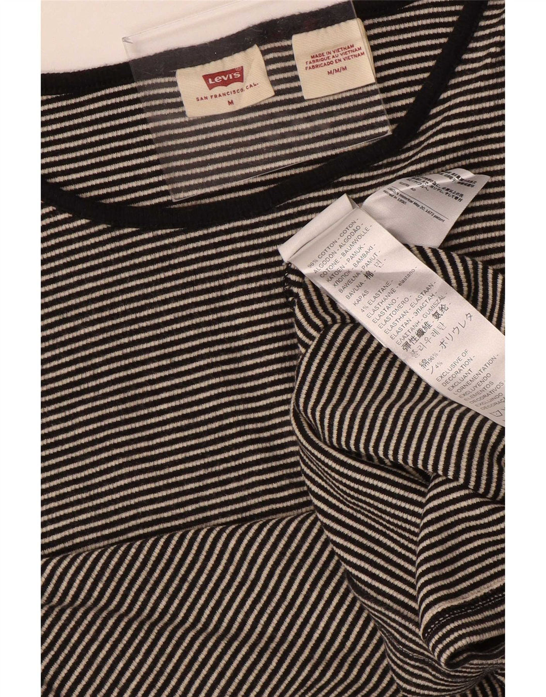Levi's Top de manga larga para mujer UK 40 Algodón a rayas gris medio