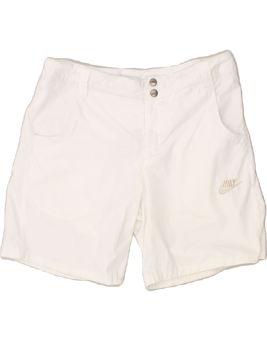 NIKE Womens Casual Shorts UK 10 Small W27  White Polyester | Vintage Nike | Thrift | Second-Hand Nike | Used Clothing | Messina Hembry 
