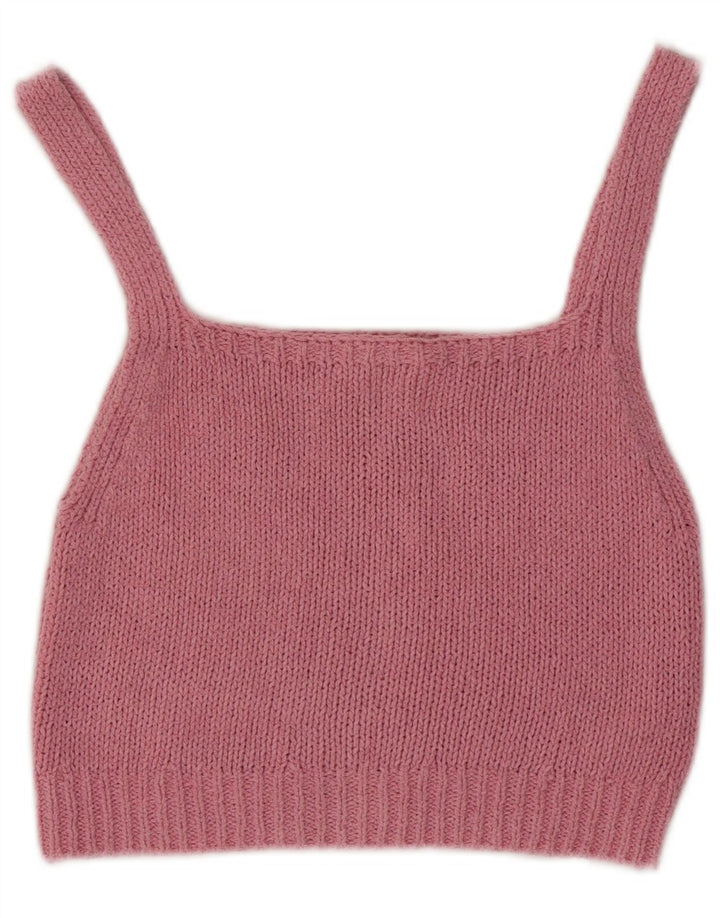 Zara Mujer Crop Top De Punto UK 42 Algodón Rosa Medio