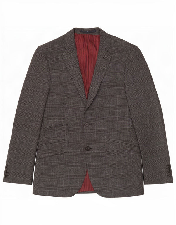 Marks & Spencer Chaqueta tipo blazer de 2 botones para hombre UK 38 Lana a cuadros gris medio