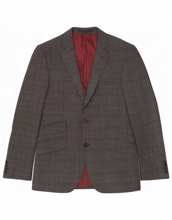Marks & Spencer Chaqueta tipo blazer de 2 botones para hombre UK 38 Lana a cuadros gris medio