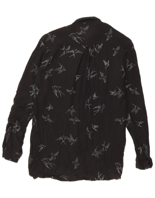 Zara Blusa camisera extragrande con gráfico para mujer UK 6 XS Viscosa negra