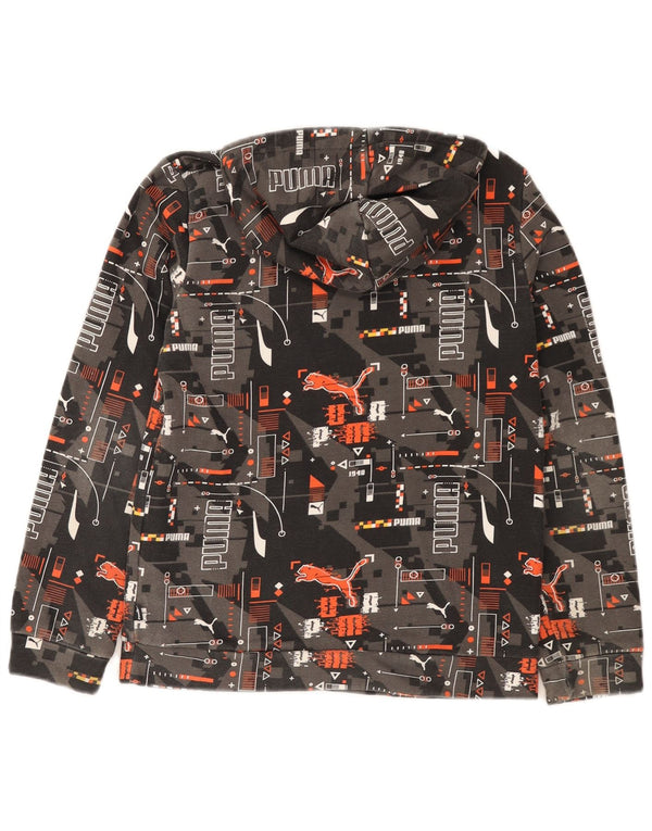 Puma Sudadera con capucha gráfica para niños 13-14 años Algodón geométrico gris