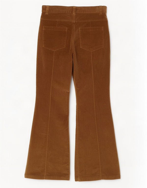 Vintage mujer flare pana pantalones Reino Unido 10 Pequeño W28 L30 Algodón Marrón