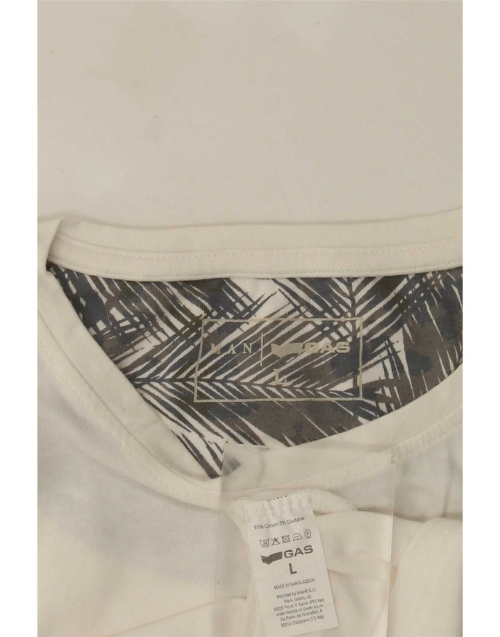 Gas - Camiseta gráfica para hombre, talla grande, algodón blanco