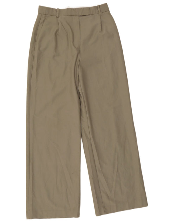 Zara Mujer Pantalón De Traje Ancho Ancho W30 L32 Poliéster Verde