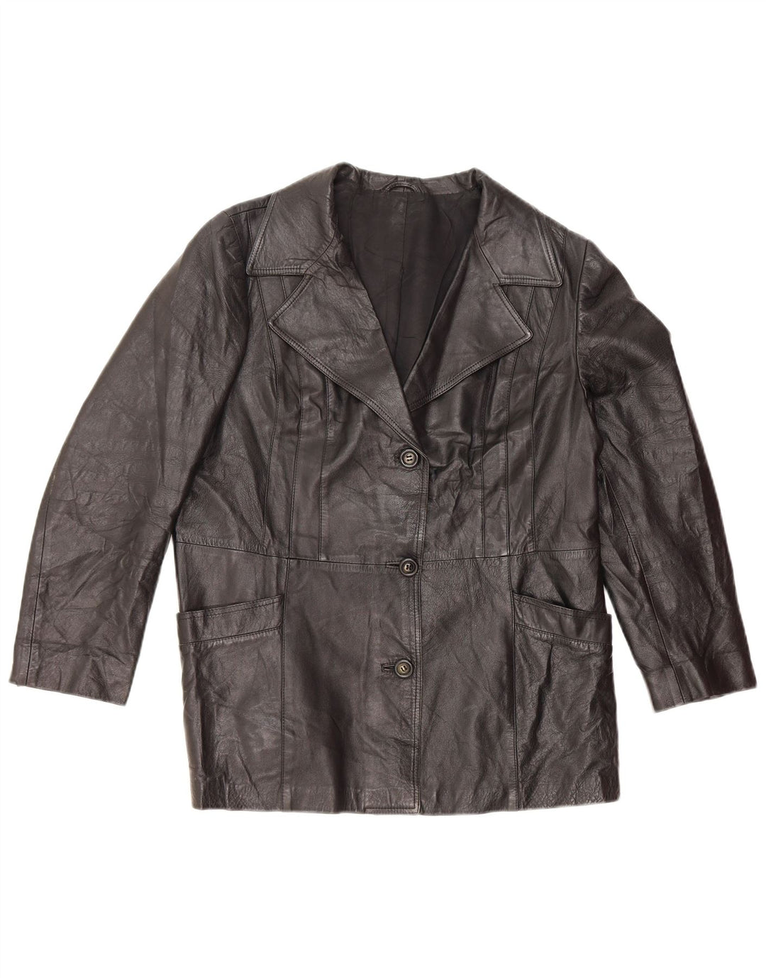 Chaqueta de cuero napa para mujer UK 44 Mediano Negro