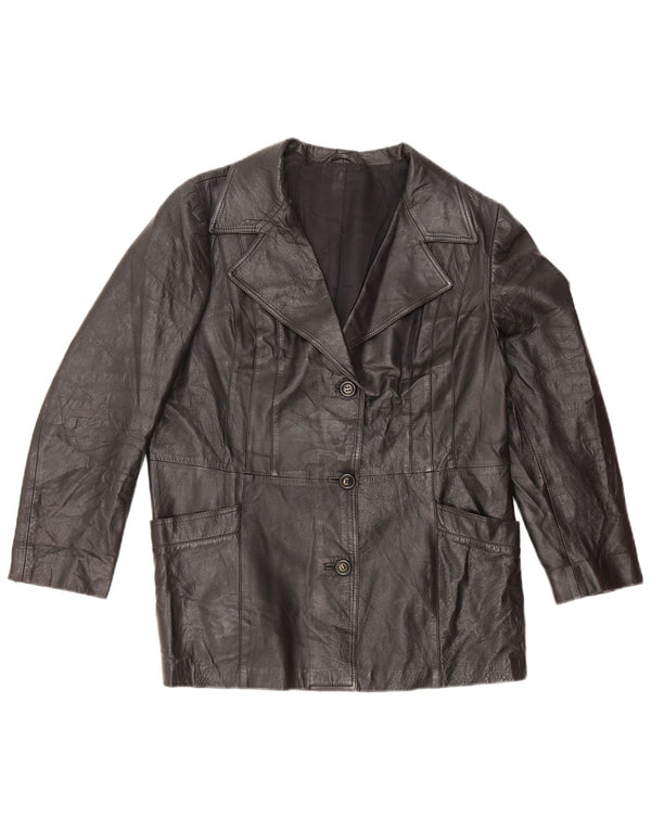 Chaqueta de cuero napa para mujer UK 44 Mediano Negro