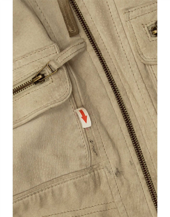 Chaqueta bomber de ante para hombre Heine UK 44 2XL Cuero beige