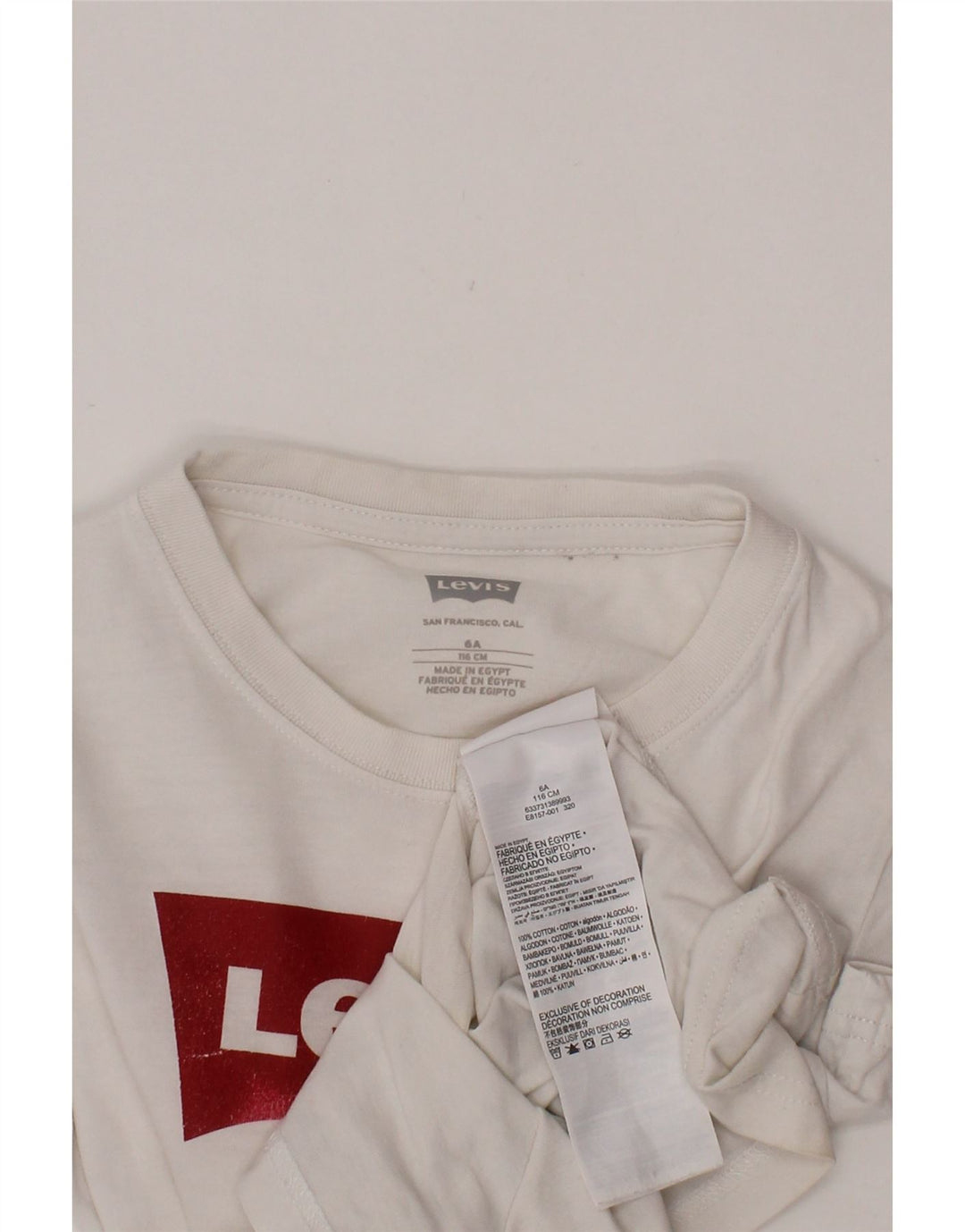 LEVI'S Camiseta gráfica para niña 5-6 años Blanco Algodón