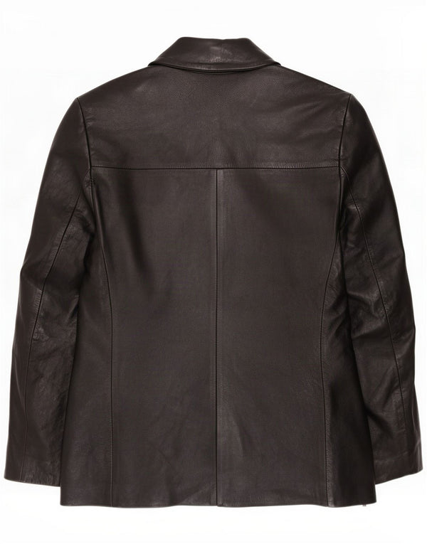Chaqueta blazer de cuero vintage con 2 botones para mujer IT 42 Medium Black