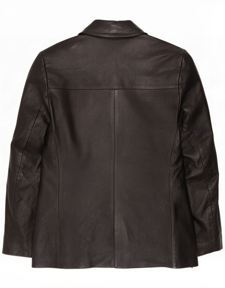 Chaqueta blazer de cuero vintage con 2 botones para mujer IT 42 Medium Black