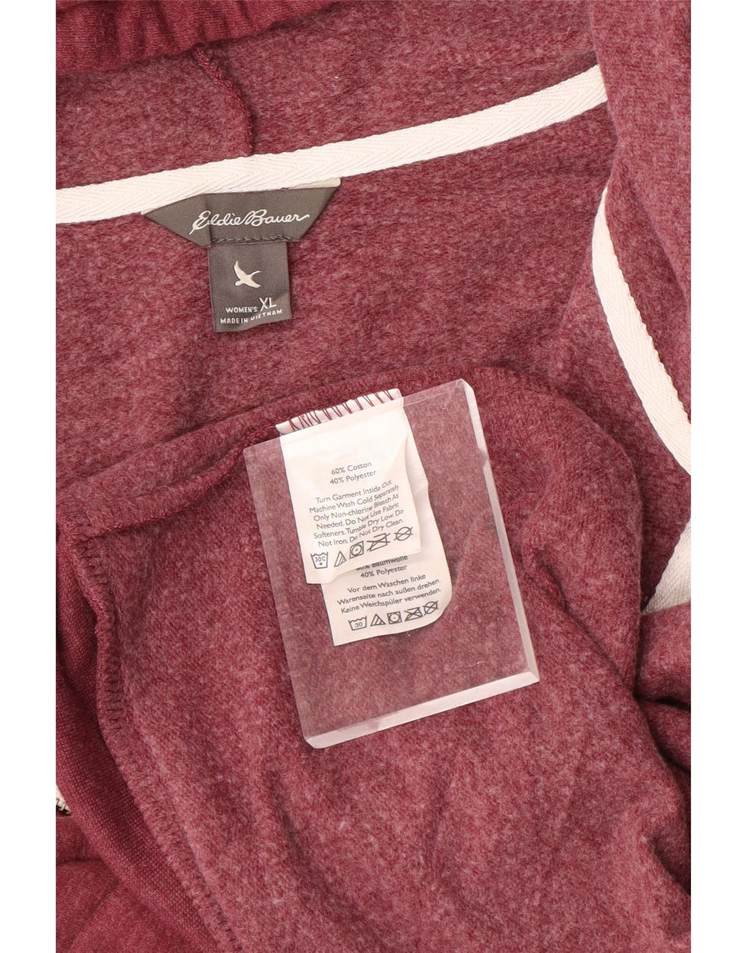 EDDIE BAUER Suéter con capucha y cremallera para mujer UK 18 XL Algodón burdeos