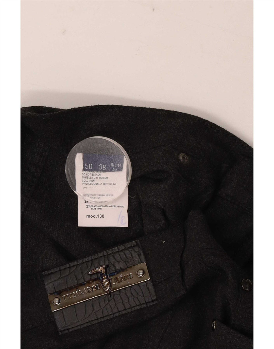 Pantalón Casual Hombre Trussardi Recto W34 L30 Poliéster Gris