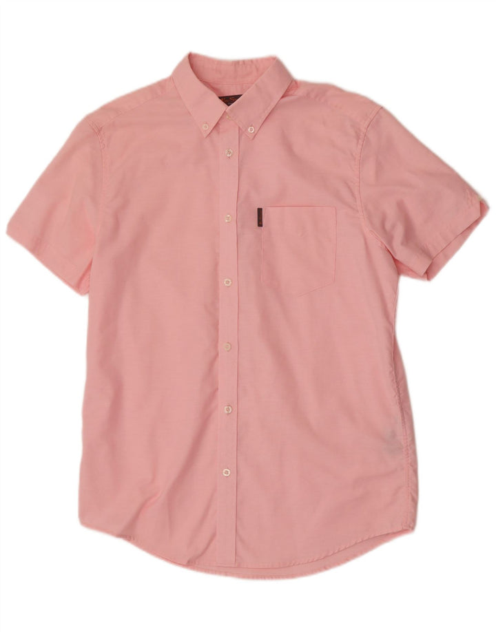 Ben Sherman Camisa de manga corta para hombre de algodón rosa medio